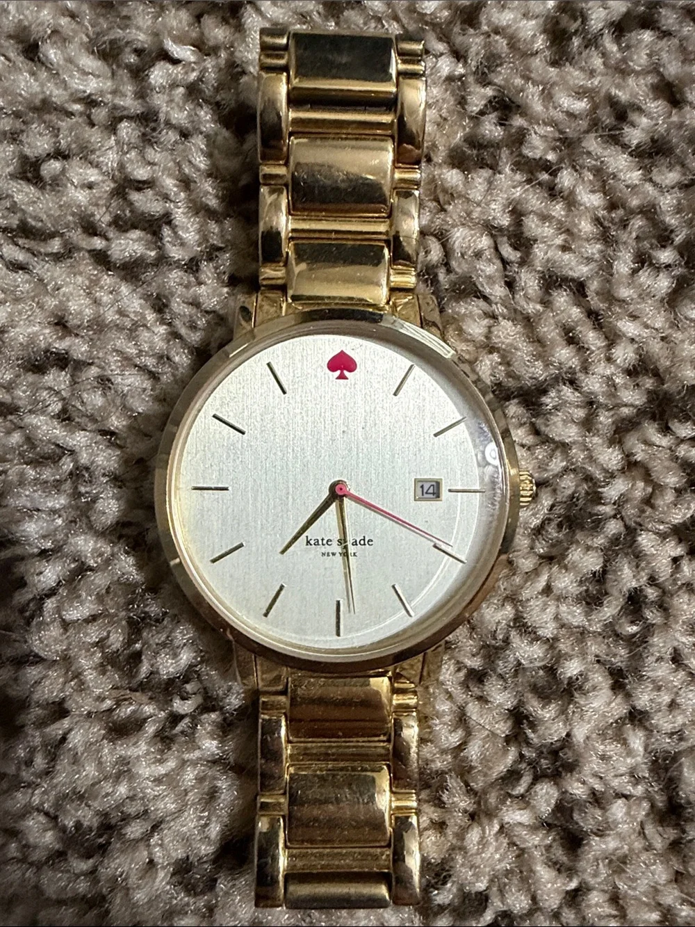 Kate Spade Gold-Tone Bracelet Watch with Pink Accents